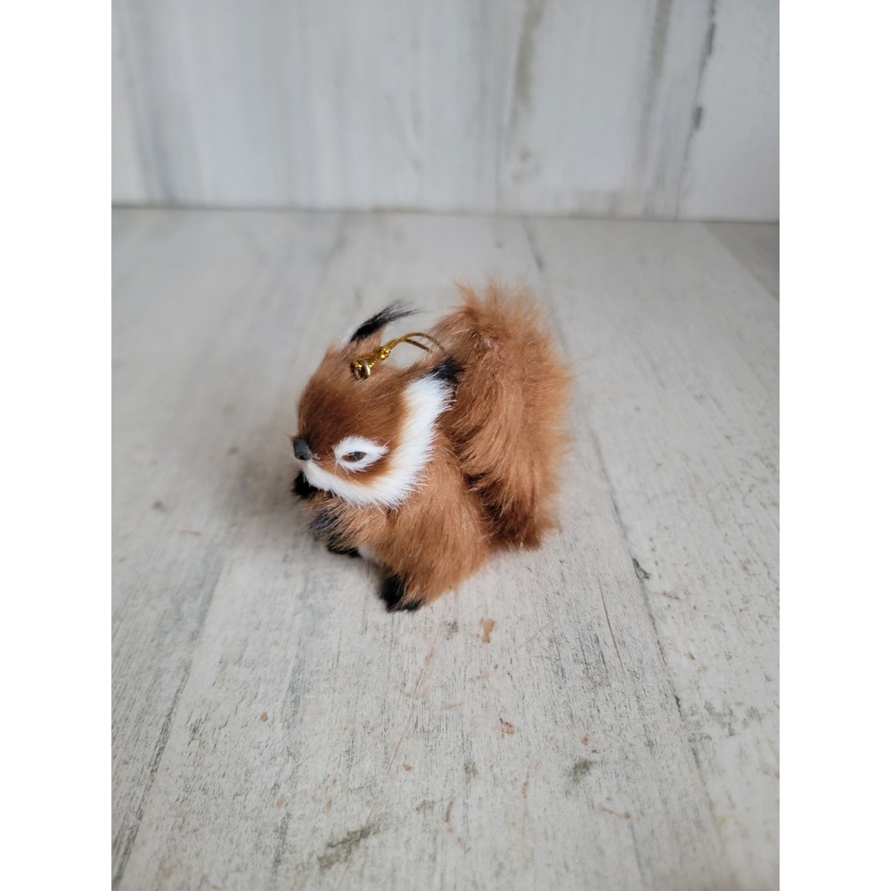 Faux fur chipmunk miniature‎ squirrel ornament realistic Xmas animal